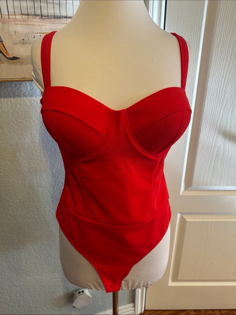 Fashion Nova Sz Large Red Bustier-Style Bodysuit with Support Cups • NWT!